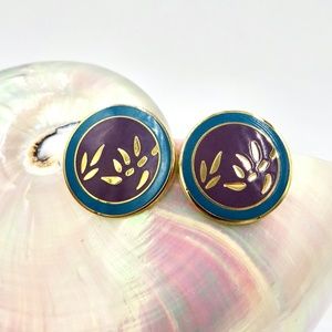LAUREL BURCH EARRINGS BAMBOO ENAMEL VINTAGE